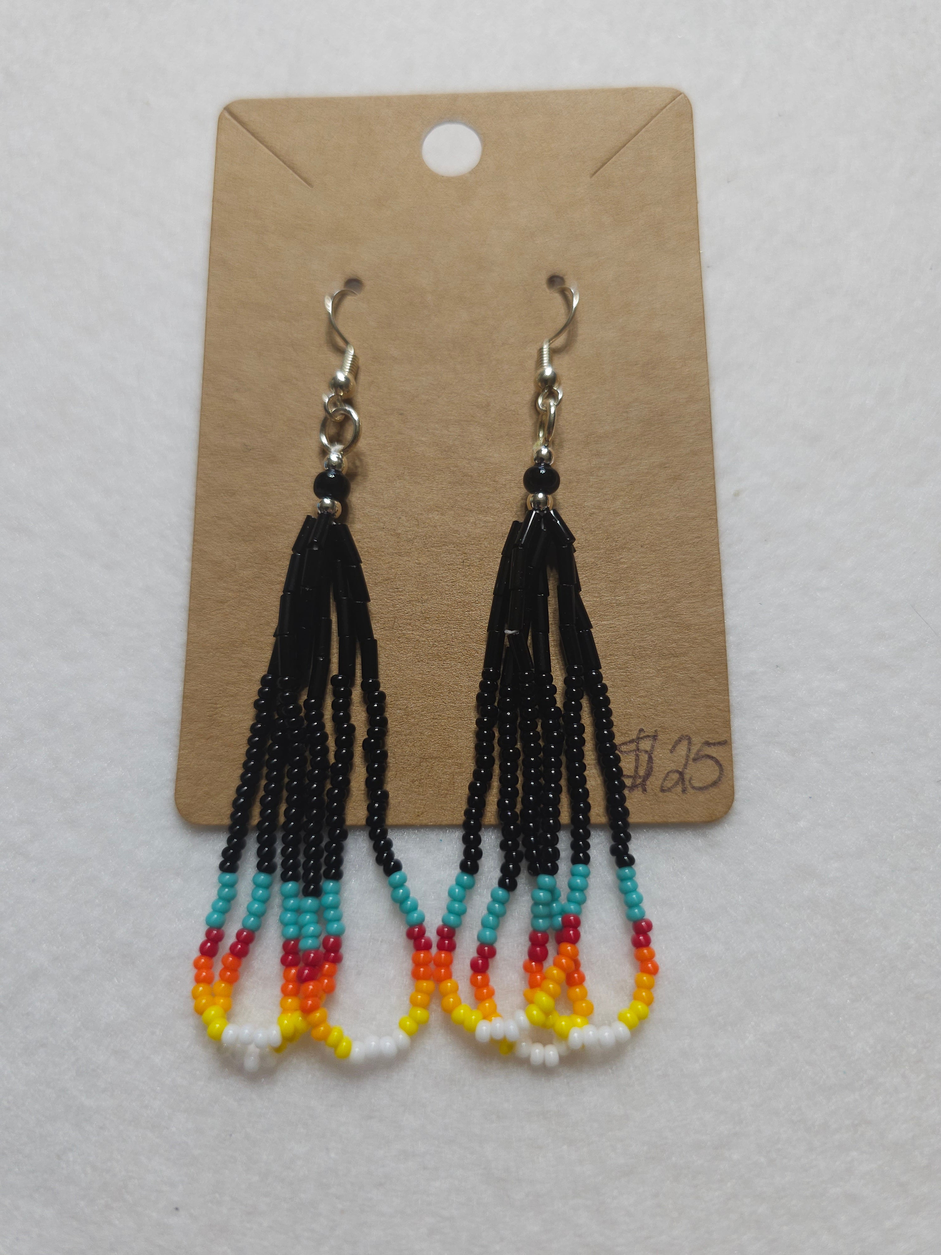 Black & Multi Color Beaded Earrings