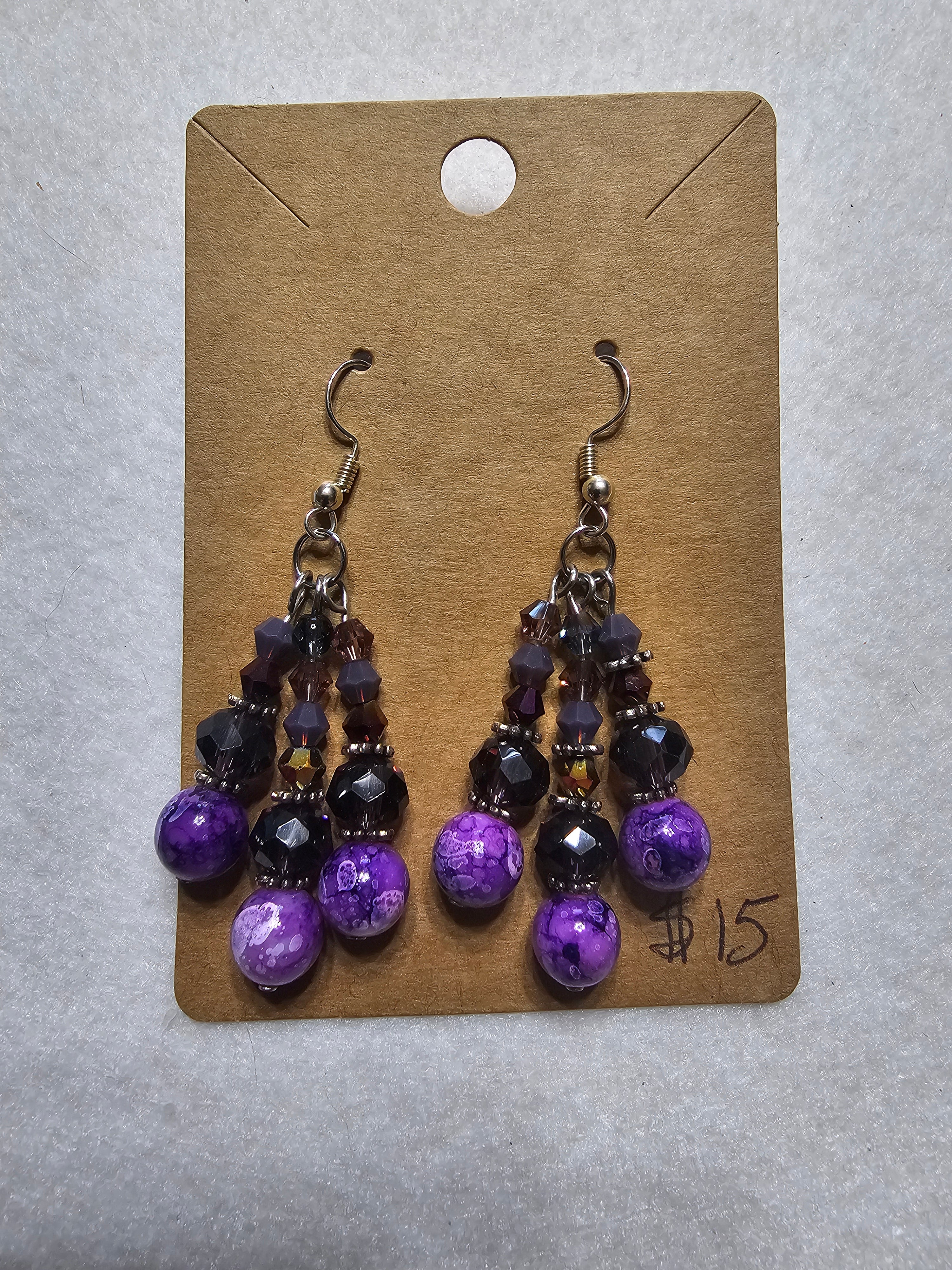 Purple Bead Earrings