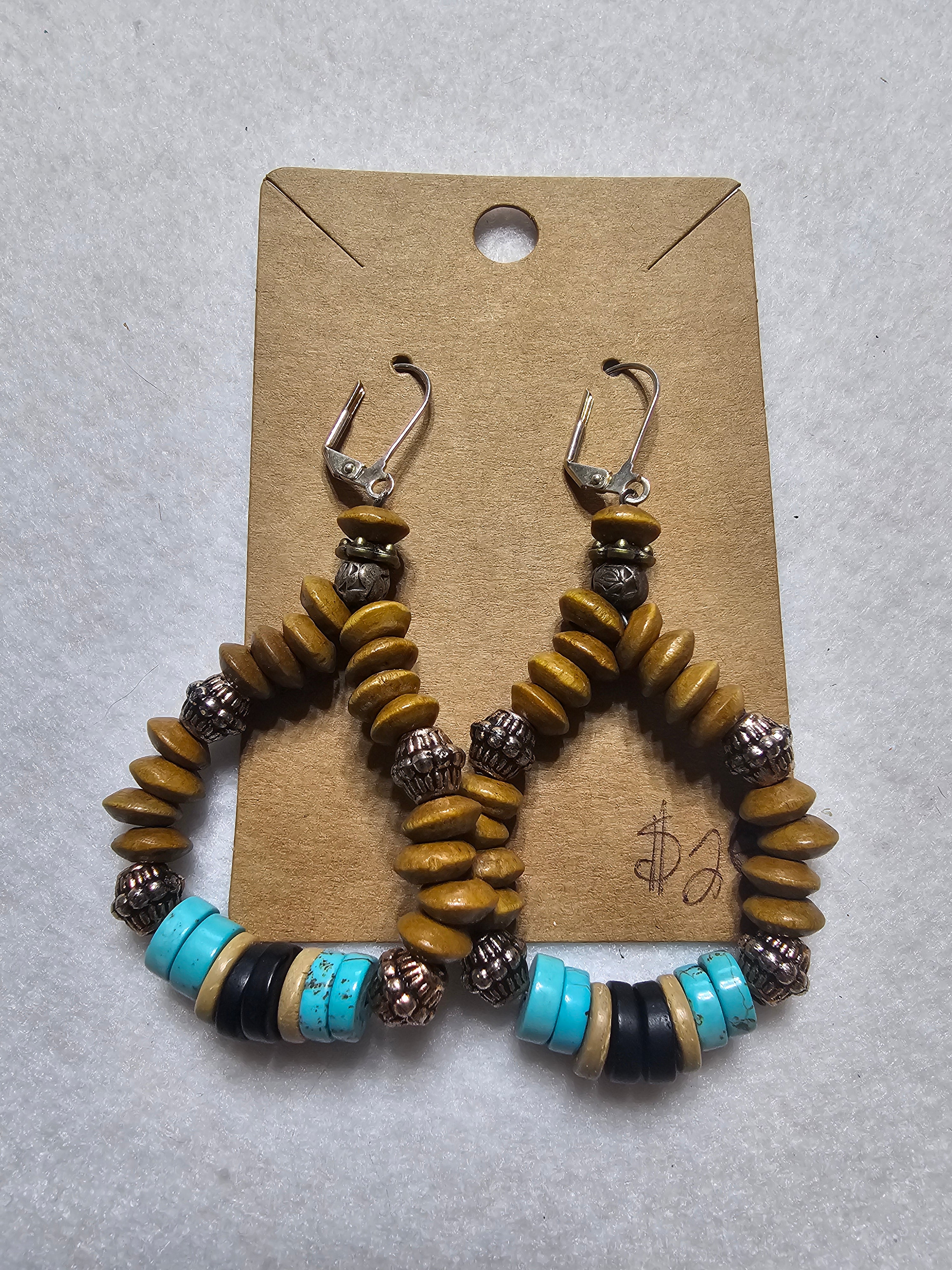 Wood & Turquoise Earrings