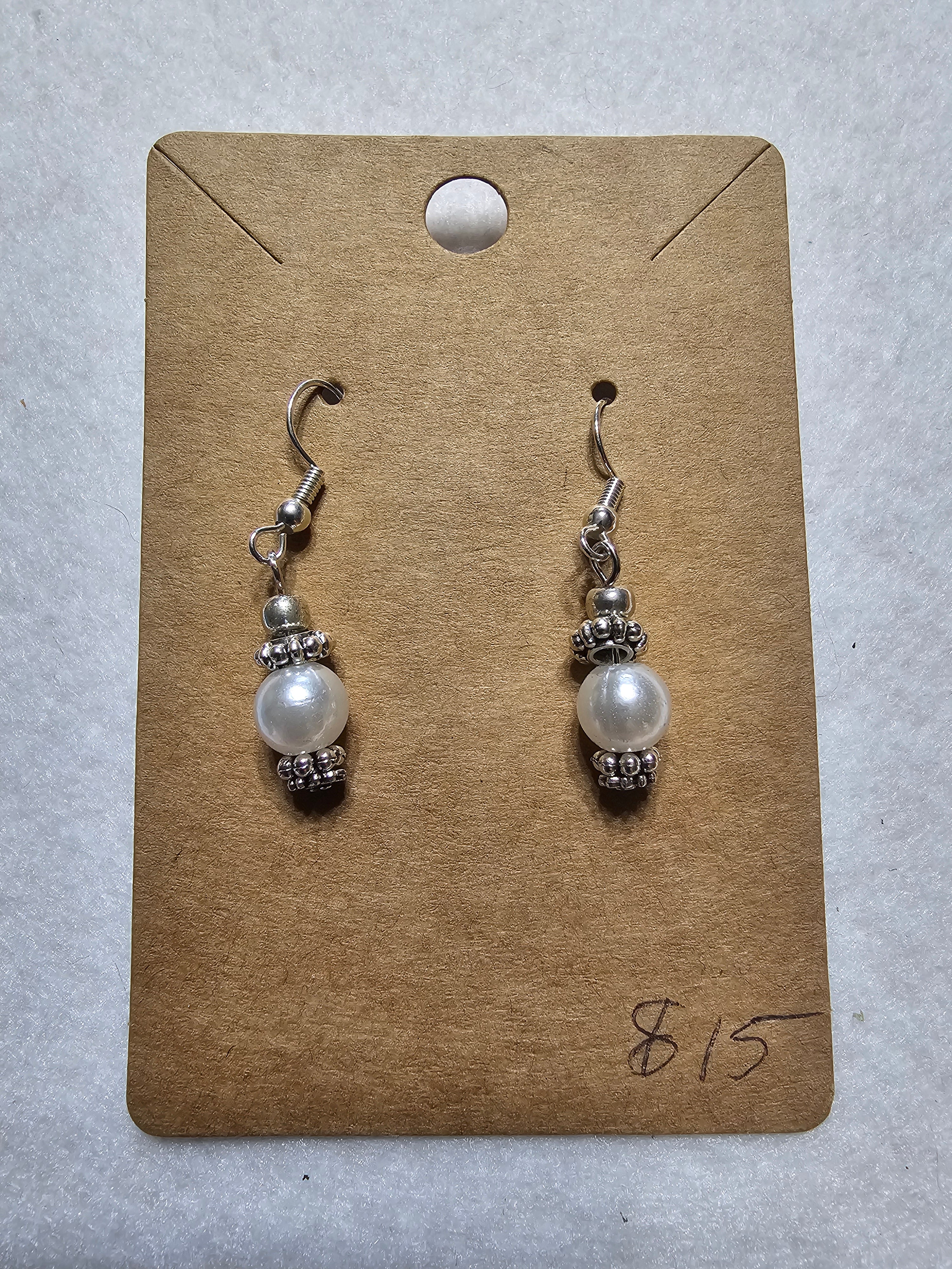 Small Silver Faux Pearl Earrings