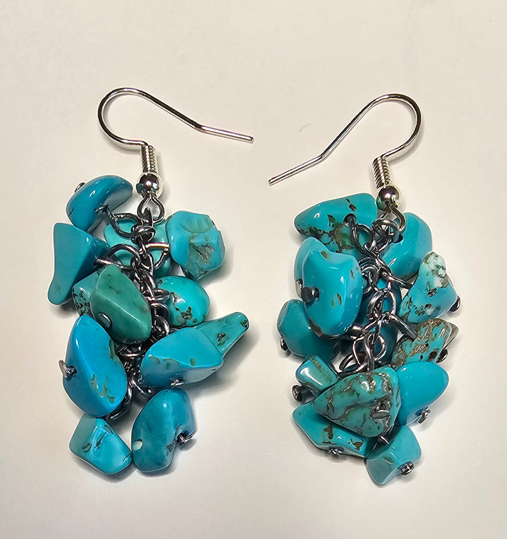 Turquoise Magnesite Chip Cluster Earrings