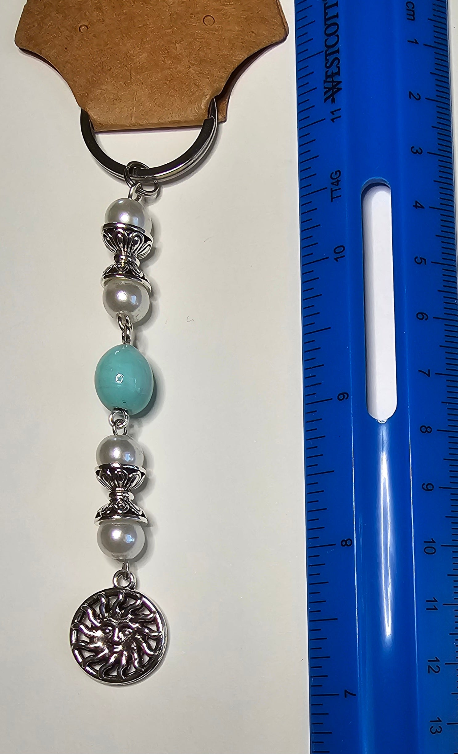 Sun Burst & Faux Pearl Keychain