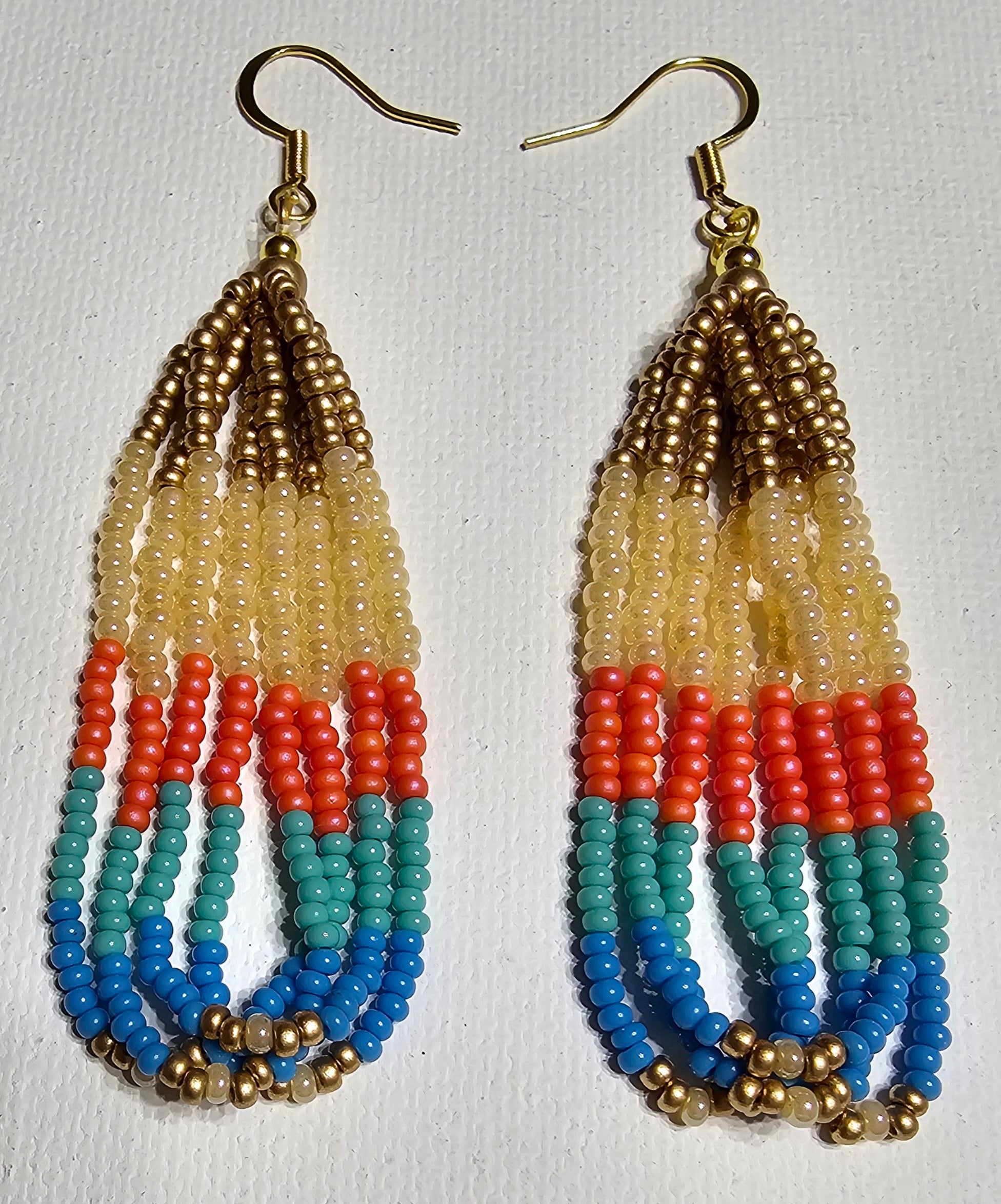 Gold Multi Color Beaded Earrings